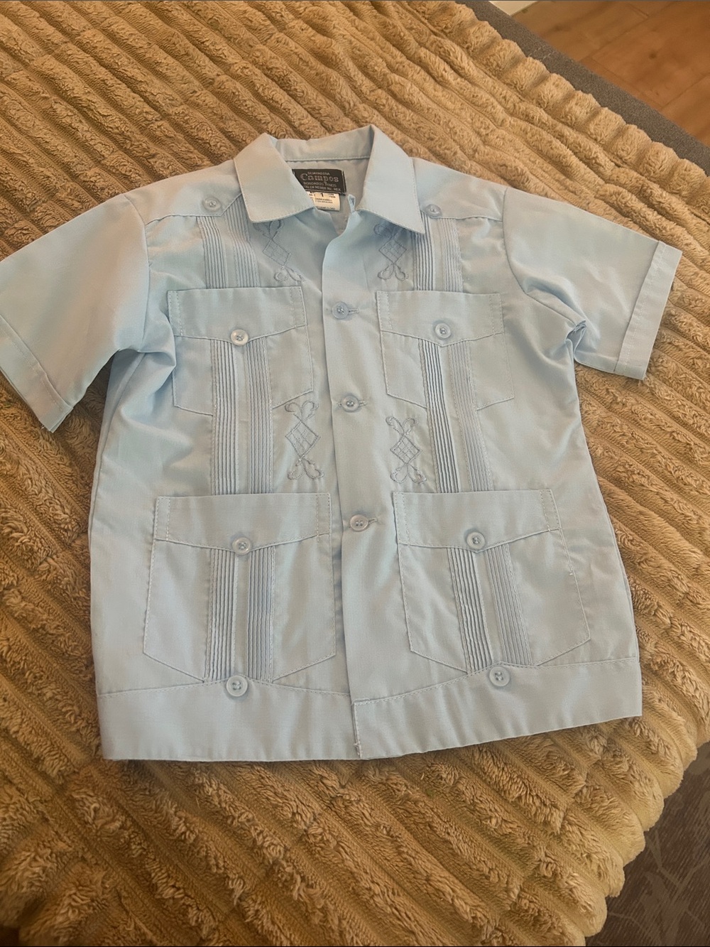 Boys' Light Blue Short-Sleeve Cubavera-Style Button Down Shirt